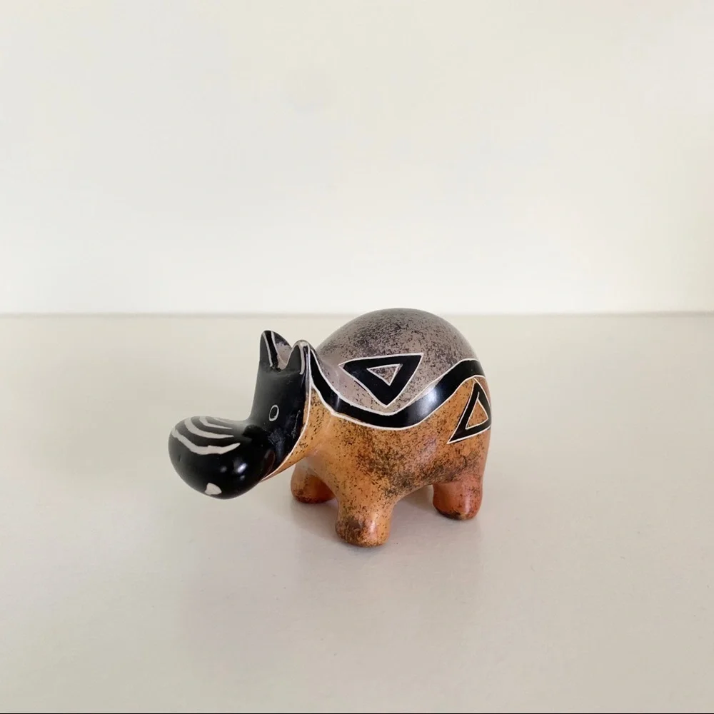 Stone hippo statuette